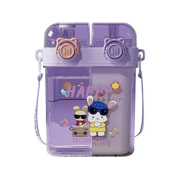 Glass Bottle - Cups - Double-Spouted Straw Cup, Purple(1X Double Drinking Straw Mug - Purple)