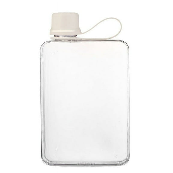 Glass Bottle - Cups - Portable Cup, Fresh and Simple, Handheld Flat Bottle, Plastic Cup, White A(Mug*1Pc - White)