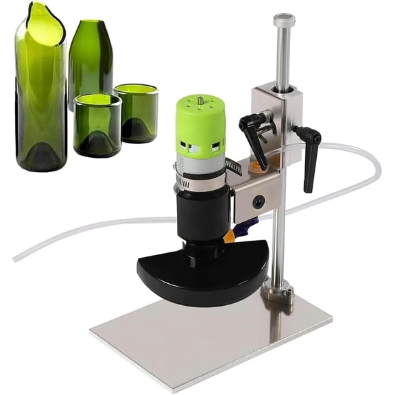 Glass Bottle Cutter Kit, 6000R/Min 150W Electric Glass Bottle Cutting Machine with 2* Saw Blades, 7 Speed Adjustable, Convenient to Operate