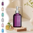 thumbnail image 1 of Glass Bottle Dispenser, Sleek Green Refillable Soap and Lotion Container for Bathroom and Kitchen Countertop, Elegant Household Liquid Organizer Set, Topliu, 1 of 9