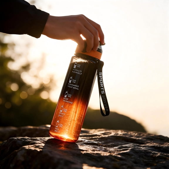 Glass&Bottle | Extra Large Capacity Sports Water Bottle for Gym Travel Daily Use | Leak-Proof Hydration on the Move, 29X7.8CM, Orange