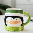 thumbnail image 1 of Glass Bottle,Festive 3D Ceramic Christmas Mug: Santa Snowman Reindeer & Penguin Travel Cup, 1 of 9