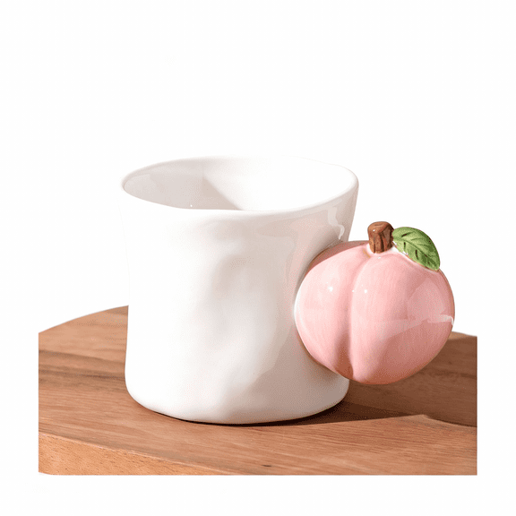 Handmade Ceramic Coffee Mug with Unique Fruit Shaped Handle and Irregular Cup Design for Home Tea Use Dishwasher Microwave Safe