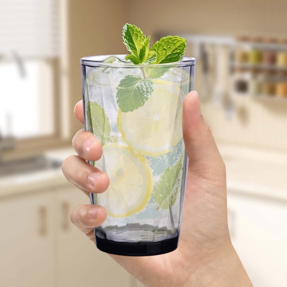 Glass Bottle High End Color Water Cup with Pattern 500ml Tumbler for Home Dining Bar and Living Areas,8.6 cmx14.3 cm,Black