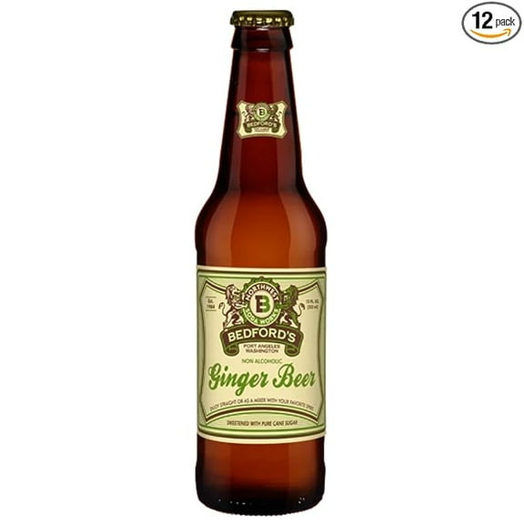 Glass Bottle Iconic Old-Time Brand Soda 12 oz 12 Pack Bundled by Louisiana Pantry (Bedford's Ginger Beer)