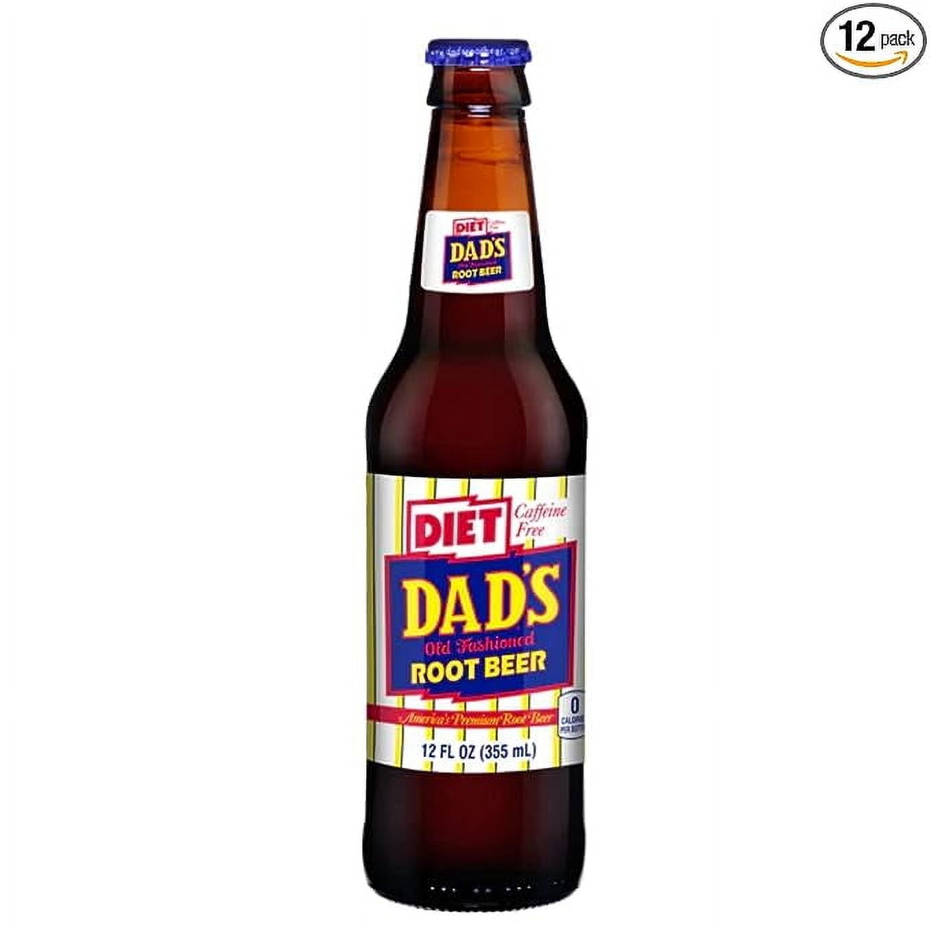 Glass Bottle Iconic Old-Time Brand Soda 12 oz 12 Pack Bundled by Louisiana Pantry (Dad's Diet Root Beer)