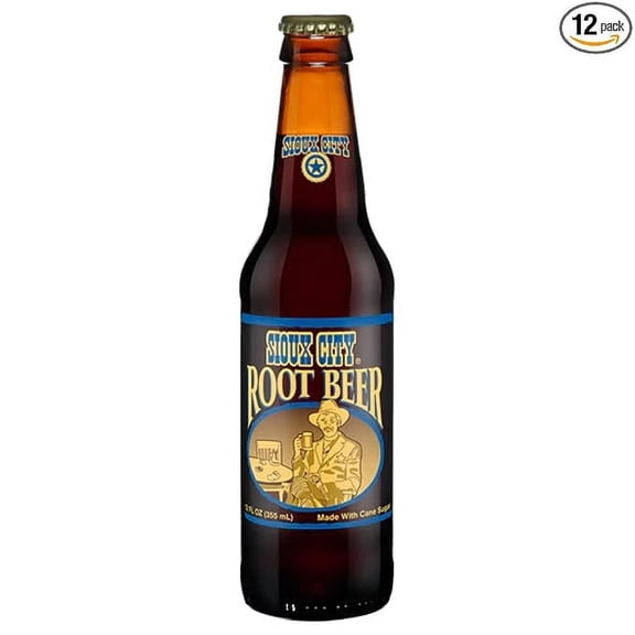 Glass Bottle Iconic Old-Time Brand Soda 12 oz 12 Pack Bundled by Louisiana Pantry (Sioux City Root Beer)