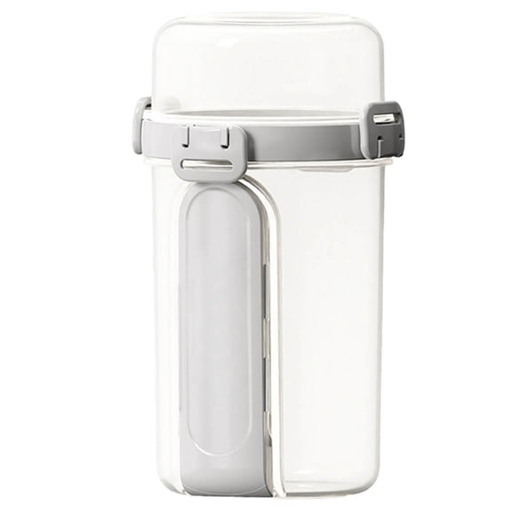 Glass&Bottle Kitchenware for Breakfast Yogurt Cups With Lids And Spoons Overnight Oats Containers 28 Oz Reusable Cereal Yogurt Cups With Topping Compartment Storage for Kitchen Use, Light Gray