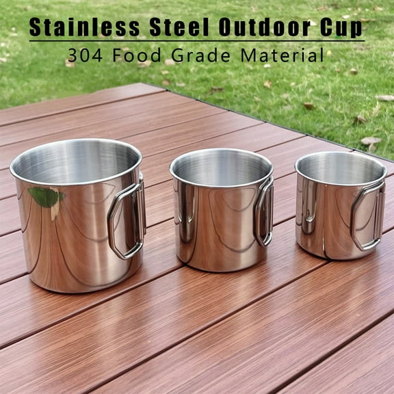 Glass&Bottle Outdoor Cup For Hiking And Camping - Stainless Steel 700ml Beverage Cup With Foldable Handle For Backpacking And Travel