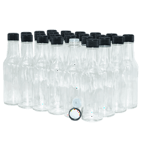 Glass Bottle Outlet Glass 5 oz Condiment Dispensers with Black Foam-Lined Cap, 24 Pack