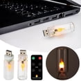 thumbnail image 1 of Glass Bottle Simulated Flame Ambient Light - USB Powered Flame Candle Night Light with Remote Control, Realistic Flame Glow Lamp, Decorative Tabletop Light for Home Bedroom Living Room, 2.5*1in, B, 1 of 6