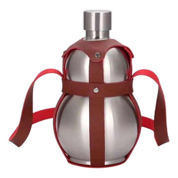Glass&Bottle Stainless Steel Gourd Water Bottle for Everyday Hydration and Energy, 2.36×9.25 inch, Silver