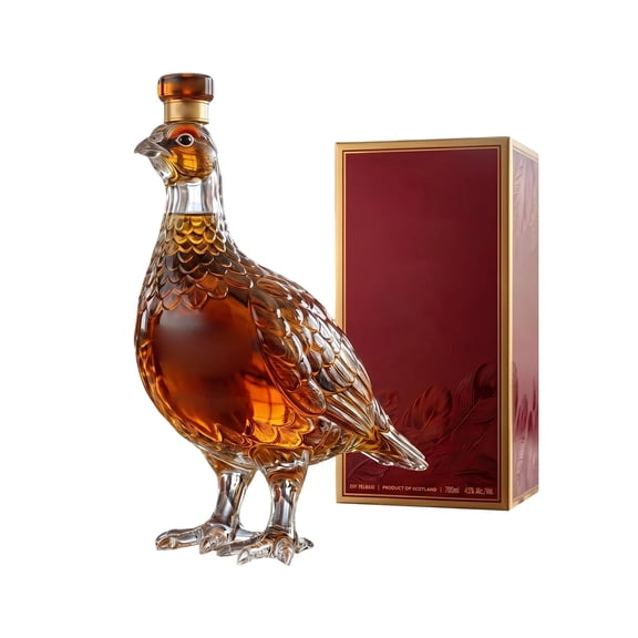 Glass Bottle in Bird Shape with Detailed Embossed Design and Matching Gift Box for Decorative Display or Collection Use 700ml Capacity