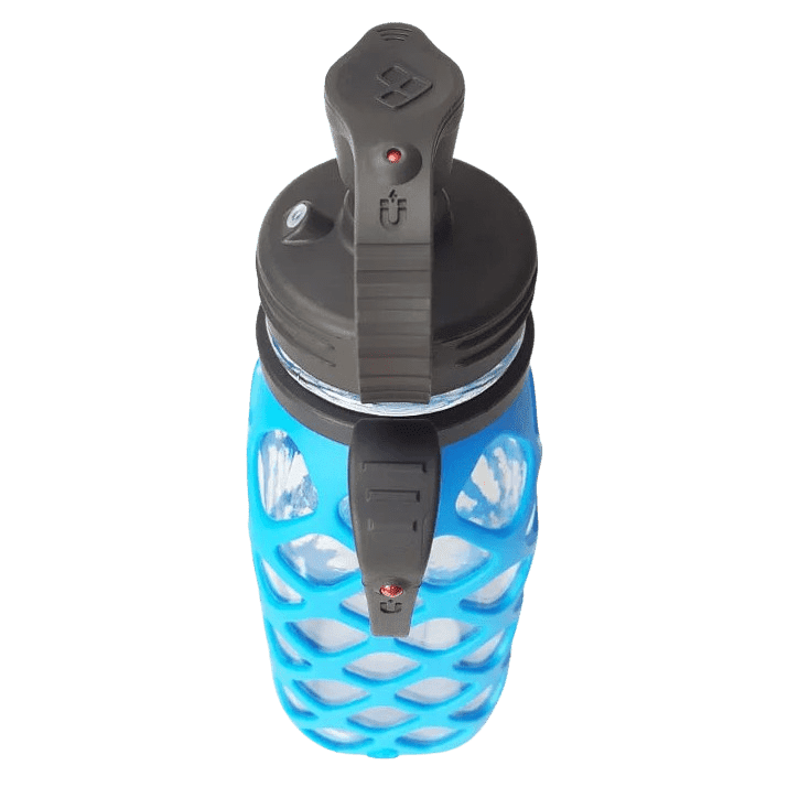 Meshbottle With Glass Straw - French Blue - Plastic-Free, BPA-Free, Phthalate-Free Glass Water Bottle - 16 oz