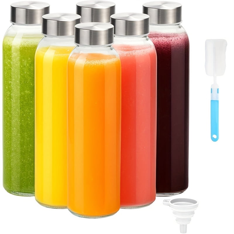 Glass Bottles with Lids 18oz, Reusable Glass Water Bottles with ...