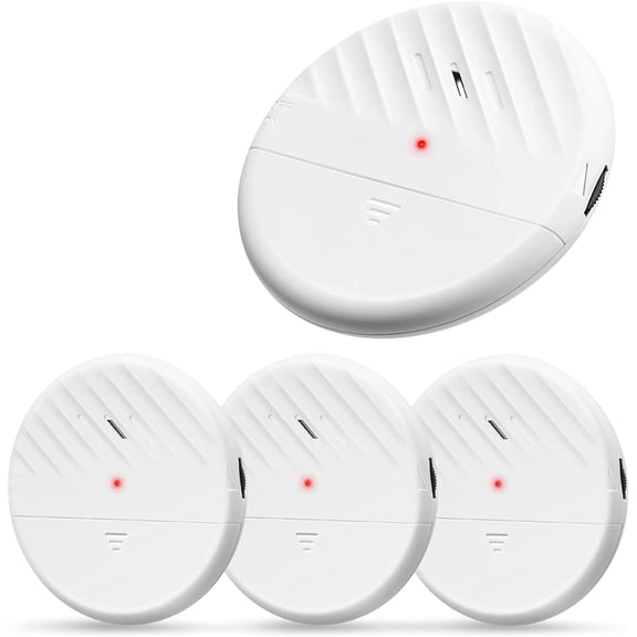 Glass Break Sensor Alarm 125dB Ultra-Slim Wireless Glass Break Detector Window Alarm Vibration Sensor for Home Window and Door Security - 4 Pack
