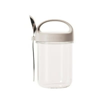Glass Breakfast Cup with Spoon | Large Mouth Sealed Yogurt Jar | Heat & Cold Resistant | Oatmeal Cereal Container | Multi-Grain Shaker Storage Jar