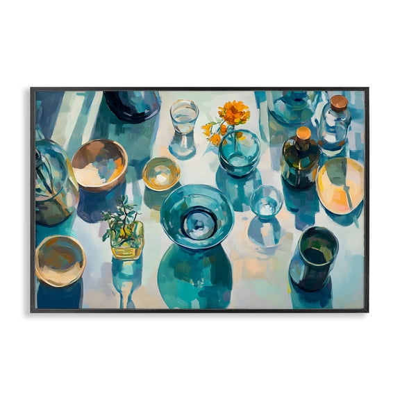 Stupell Industries Glass Breakfast Table Setting Black Framed Giclee Art, design by Creative Studio, 12 x 18