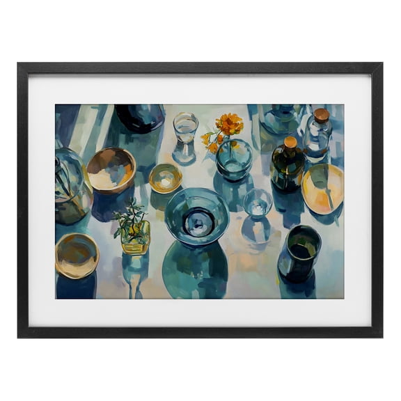 Stupell Industries Glass Breakfast Table Setting Black Framed Print Under Glass, design by Creative Studio, 14 x 20