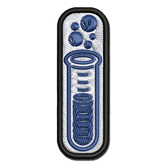 Glass Bubbling Test Tube Chemistry Science Applique Multi-Color Embroidered Iron-On Patch - 2.0 Inch Mini