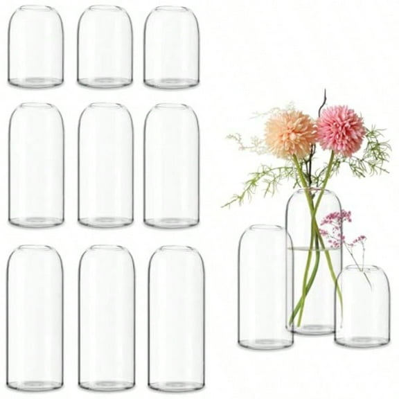 Glass Bud Vases In Bulk Set Of 12 Clear Small Vases For Flowers Modern Cylinder Glass Vase For Wedding Party Dining Table Centerpieces Living Room Decorative Home Decor.