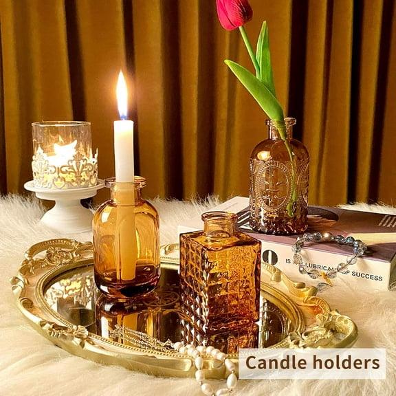 Glass Bud Vases, Vintage Mini Vases for Wedding Decor, Home Table Decorations, Dark Brown Pack of 30