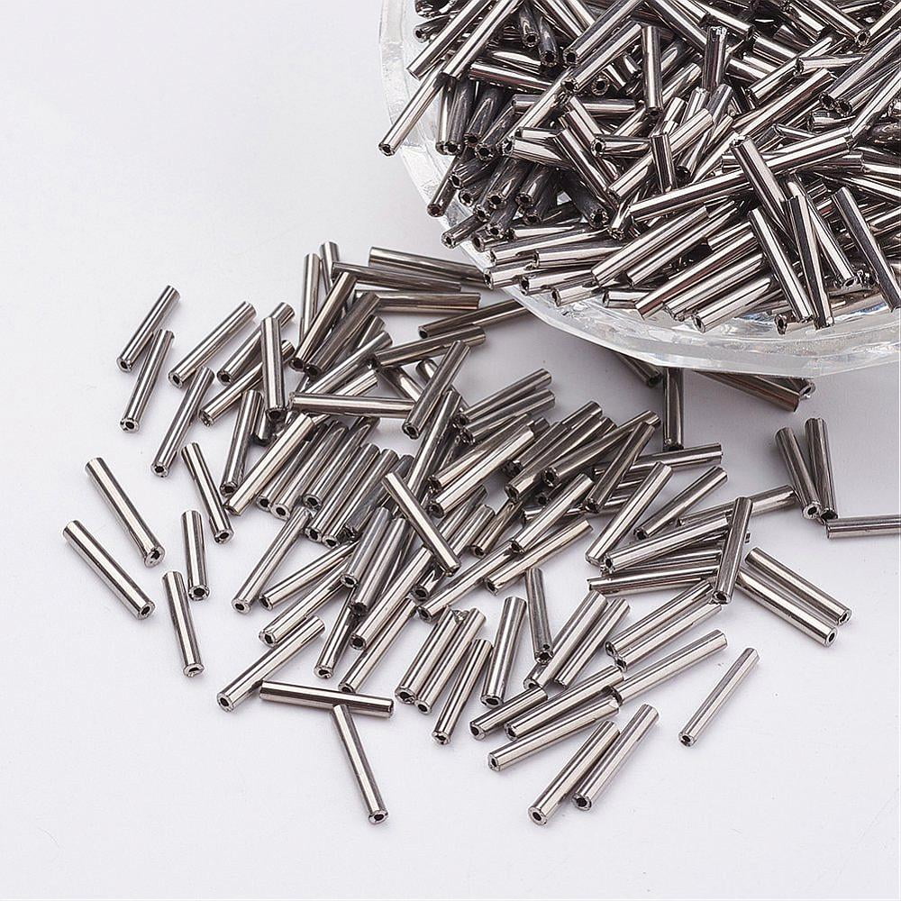 Glass Bugle Beads Metallic Colours Tan 12x2mm Hole: 0.5mm about 5000pcs/bag