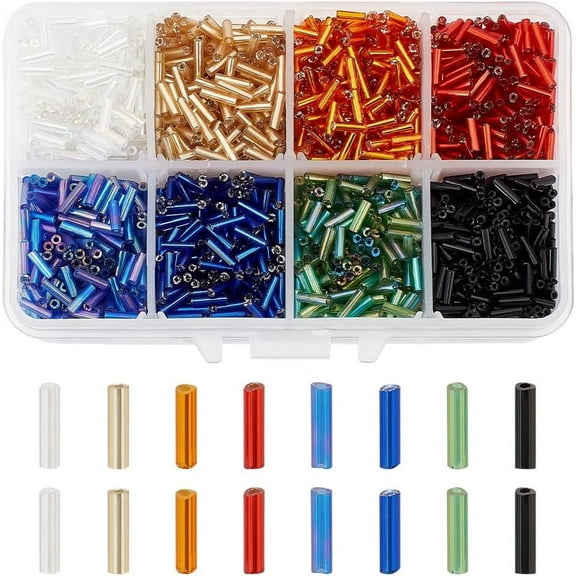Glass Bugle Beads Sets Mixed Color 6x1.8mm Hole: 0.6mm