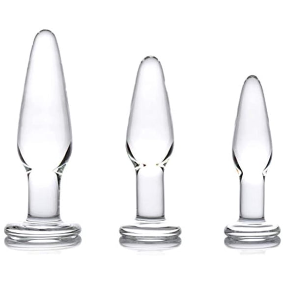 Glass Butt Plug 3-Sizes S/M/L Beginner Anal Trainer Set Smooth Dildo Sex Toys
