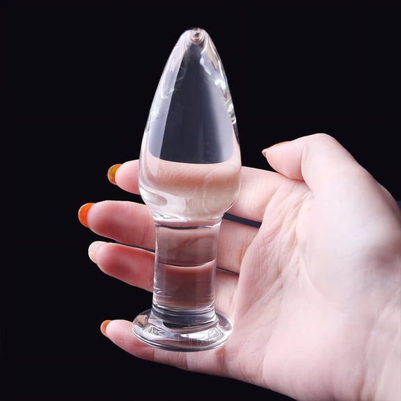 Glass Butt Plug Medium Size Smooth Clear Transparent Weighted Adult Anal Sex Toy