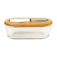 thumbnail image 1 of Glass Butter Dish With Bamboo Lid And Knife, Oval Butter Keeper With Spreader, Food-Safe Butter Container For Kitchen Dining Table Decor B-17Cm, 1 of 3