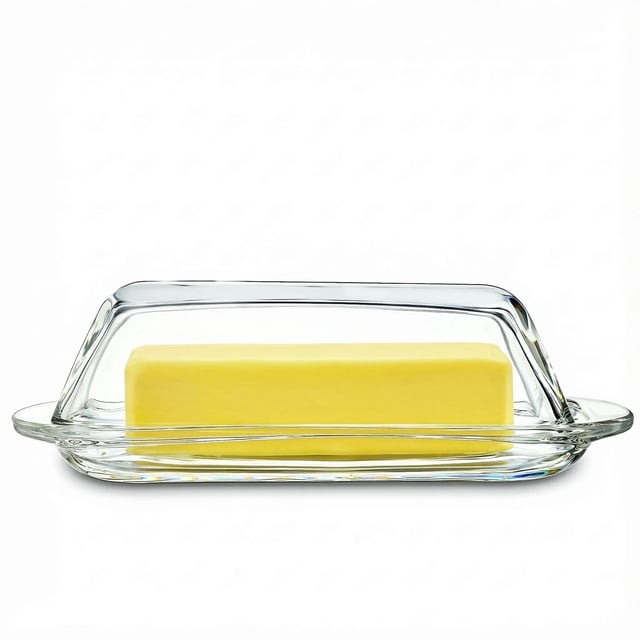 Glass Butter Dish with Handled Lid,Classic 2-Piece Design Butter Keeper ...