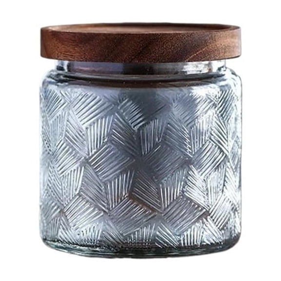 Glass Butter Jar Cubic Textured Glass Jars for Home Kitchen Storage Candy Honey Flavors