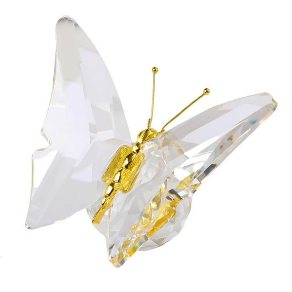 Glass Butterfly Figurine with Crystal Base Desktop Decors Collection Ornament