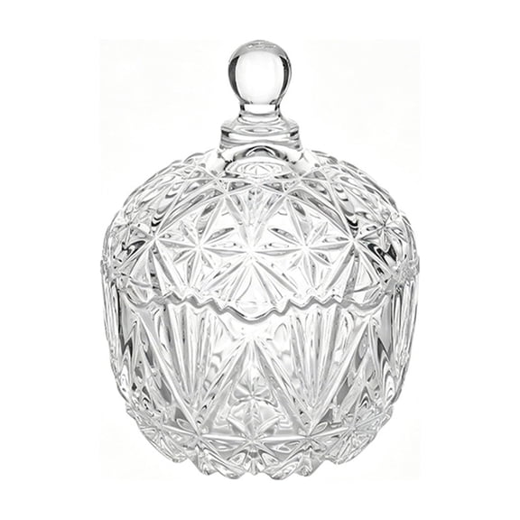 Glass C andy Storage jar with Lid Clear Sugar Dish Crystal Covered C andy Bowl Food Buffet Container Holder,2''x3'',2 Styles