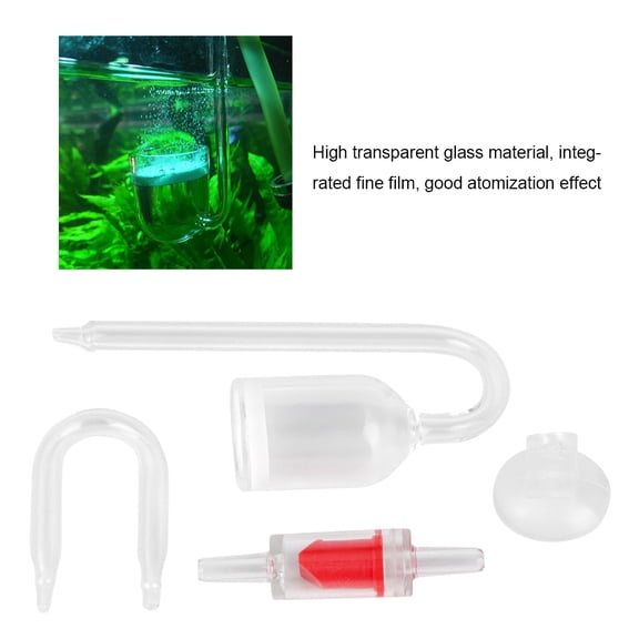 Glass CO2 Diffuser Refiner for Aquariums with Check Valve and U-Shaped Tubing Kit U shape Tube Check Valve Set Water Plant Fish Tank