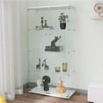 thumbnail image 1 of Glass Cabinet with 2 Clear Door, Curio Display Cabinet with 4 Shelves Glass Tower, 64'' High Figure Storage Display Corner Cabinet, Contemporary 4-Tier Retail Display Cases, White, SS2814, 1 of 7