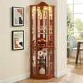 Glass Lighted Corner Corner Display Curio