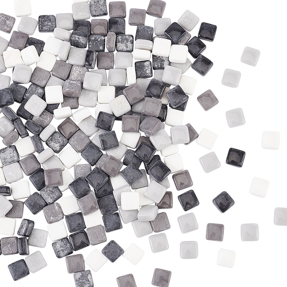 Glass Cabochons Mosaic Tiles for Home Decoration or DIY Crafts Square Mixed Color 12x12x6mm 190~224pcs/box for DIY