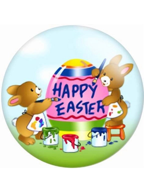 Glass Cabochons Snap Buttons | Easter Bunny Eggs Snap button charms Color: N5299, Size: 18mm