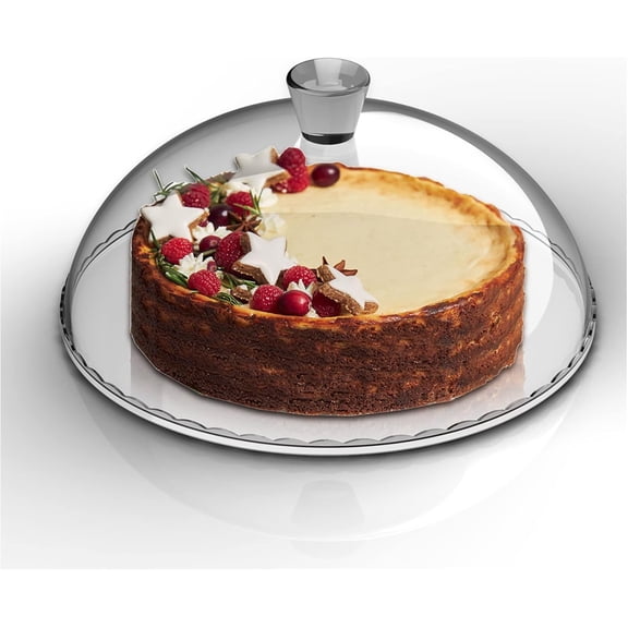 Glass Cake Platter with Dome - Large Size (12 inch), Multifunctional Serving Platter, Cake Display Server Tray, Durable Glass Dome Lid