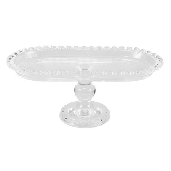 Glass Cake Stand Square Pedestal Nuts Tray Dessert Tray Food Tray 24.8x12.8cm