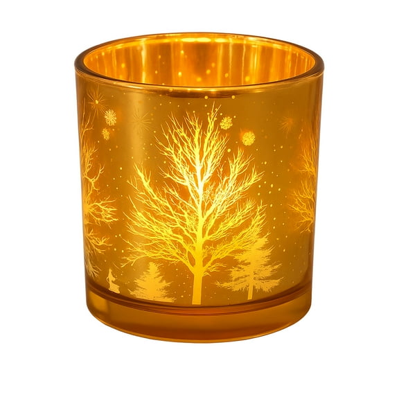 Glass Candle Holder Christmas Tree Candle Cup Holders - One Pcs Decorative Votive Tealight Glass Cup for Rustic Home Decor, Holiday Centerpiece(Gold)