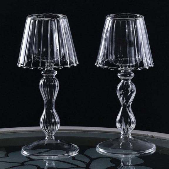 Glass Candle Holder Set, High Borosilicate Crystal Clear Pillar Candlestick for Wedding Centerpiece and Holiday Tabletop Decor, 7.3 x 3.3 Inch
