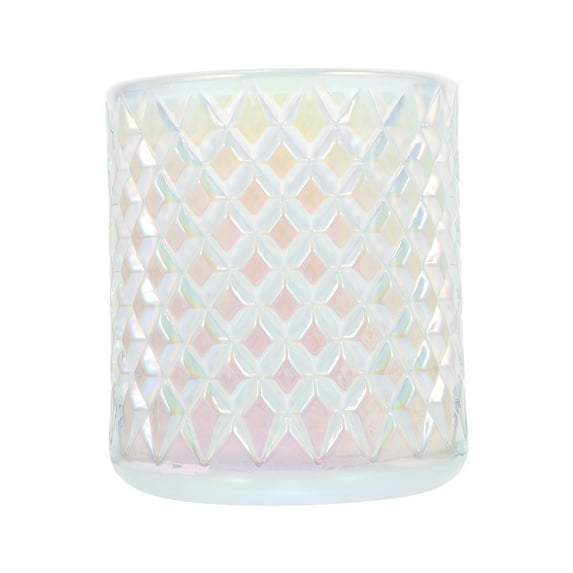 ifundom White Glass Candle Holder with Embossed Design for Home Decor and Table Centerpiece