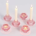 thumbnail image 1 of Glass Candle Holders, Set of 6 Taper Candle Holders, Tea Light Candle Holders, Candlestick Holders, Stackable Glass Candle Holders for Table Centerpiece, Thanksgiving, Christmas(Pink), 1 of 6