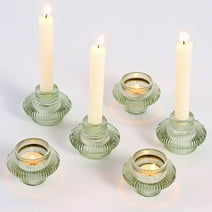 Glass Candle Holders, Set of 6 Taper Candle Holders, Tea Light Candle Holders, Candlestick Holders, Stackable Glass Candle Holders