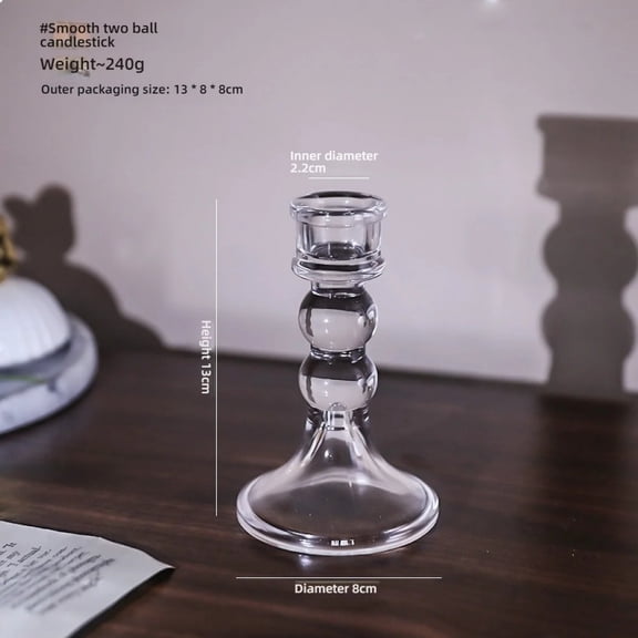 Glass Candle Wick Holder Clear Pillar Table Design Candlestick for Dining Decor