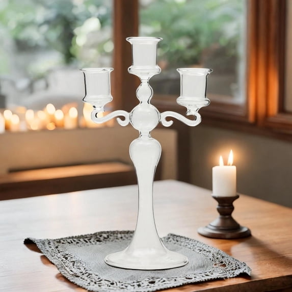 Glass Candlestick Decors Glass Candle Holder for Anniversary Hotel Farmhouse Clear