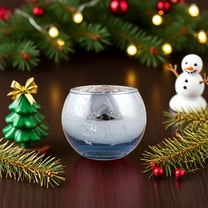 Glass Candlestick Holders Christmas Tree Ornament Candle Cups for Holiday Table Decor Dinner Party Centerpiece(Blue)